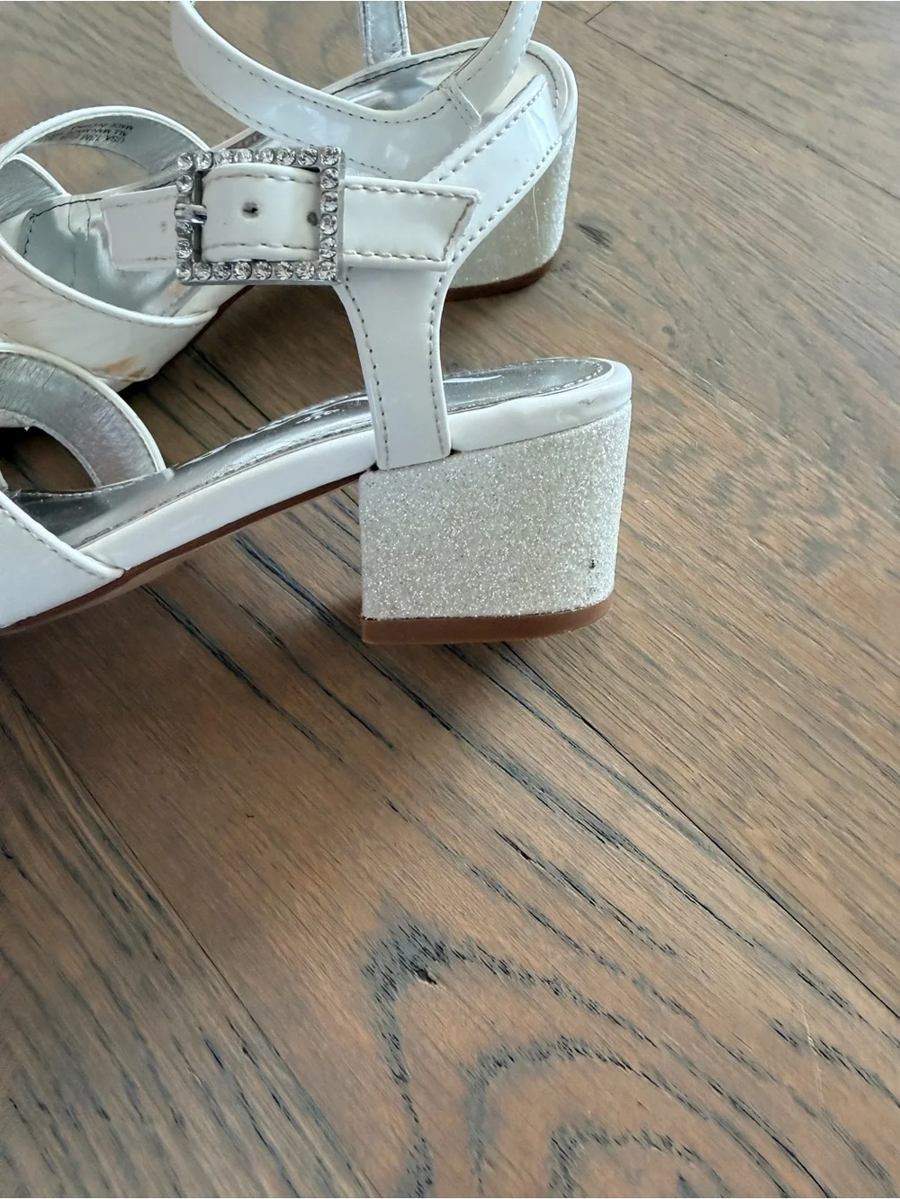 Nina Girls White Patent Dress Sandals with Ankle Strap